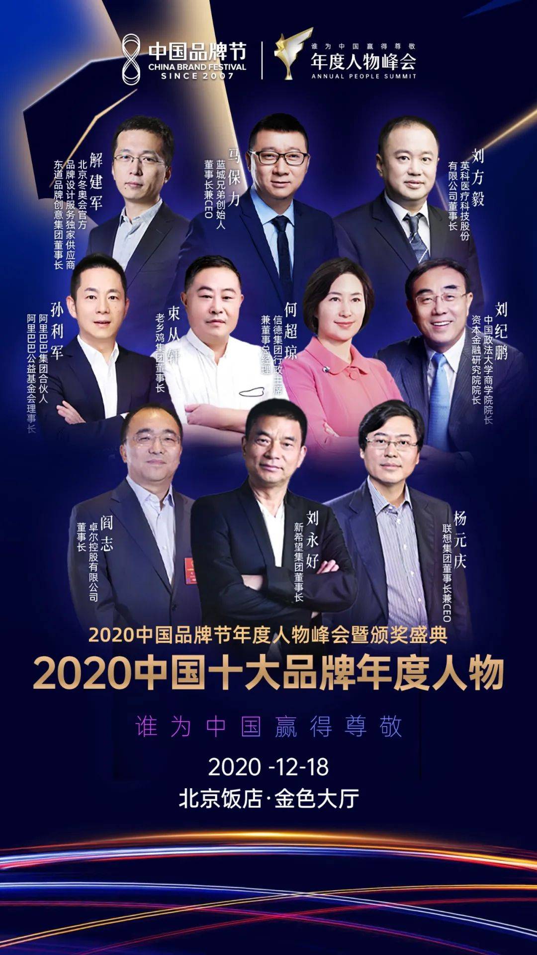 12月18日,2020中国品牌节(第十五届)年度人物峰会暨颁奖盛典隆重举行.