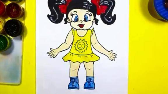 儿童简笔画淘气小妞