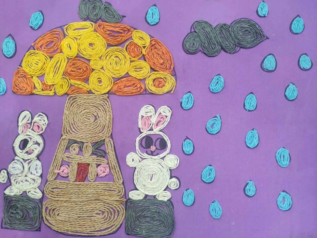 塔山小学 栾煜婷彩线贴画 《下雨了》芝罘岛小学 吴迪 《童趣》御龙山