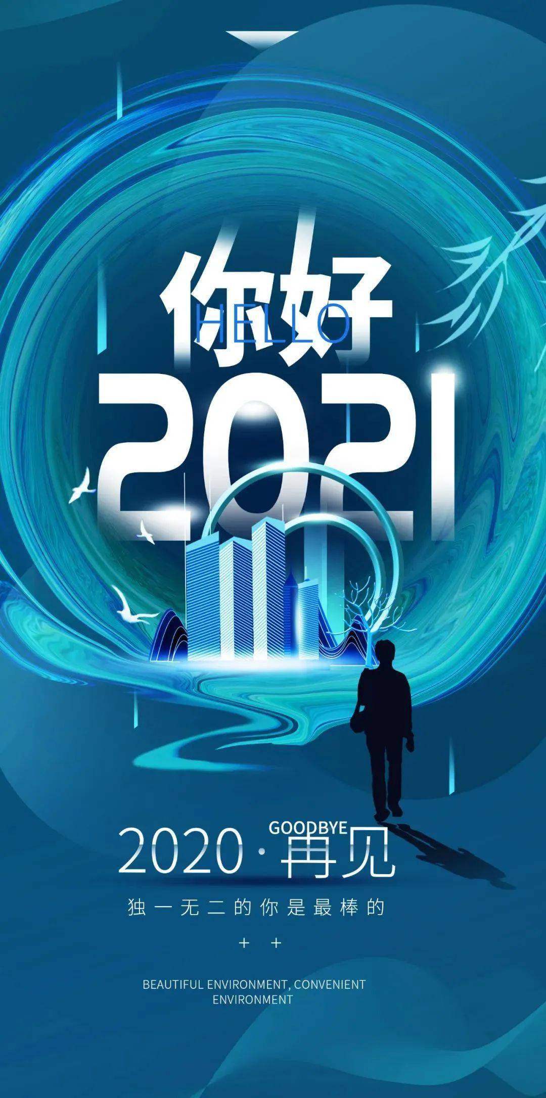 2021新的一年早安心语正能量经典语录句子2021你好图片带字正能量