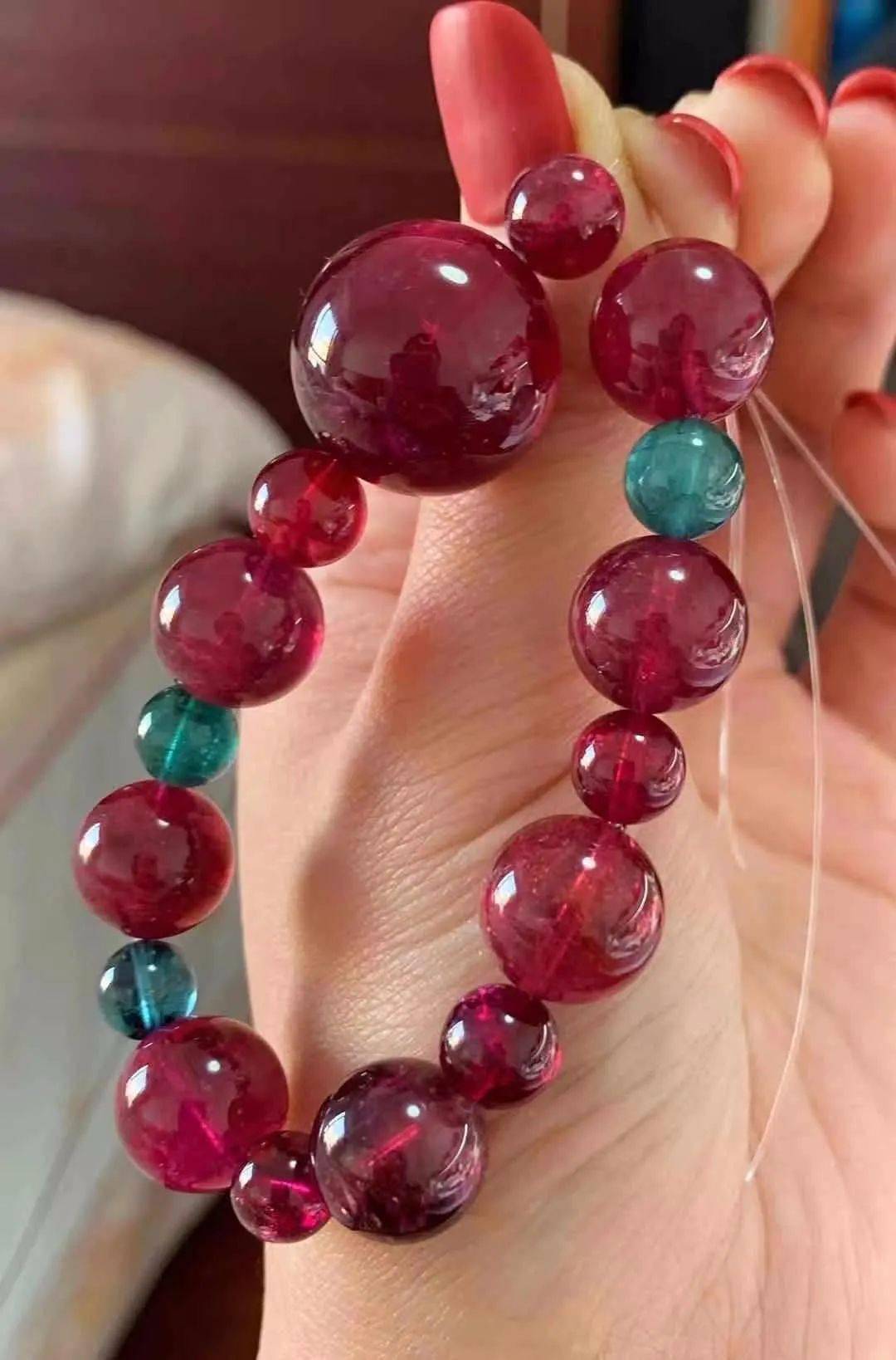 巴西天然碧玺手链晶体通透干净颜色艳丽色彩搭配绝美67单星宏巴西