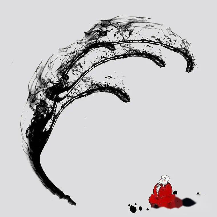 一组极简泼墨禅画