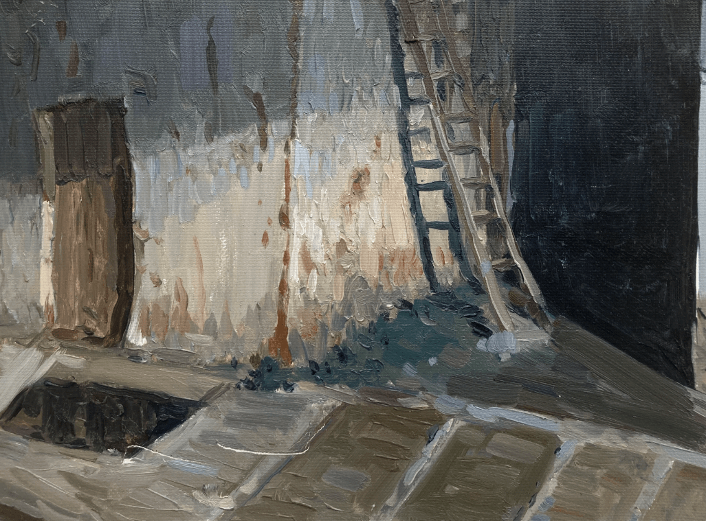 陈长海-油画-100x80cm-2020成人组优秀奖乌菲齐美术馆里的对话-陈逸青