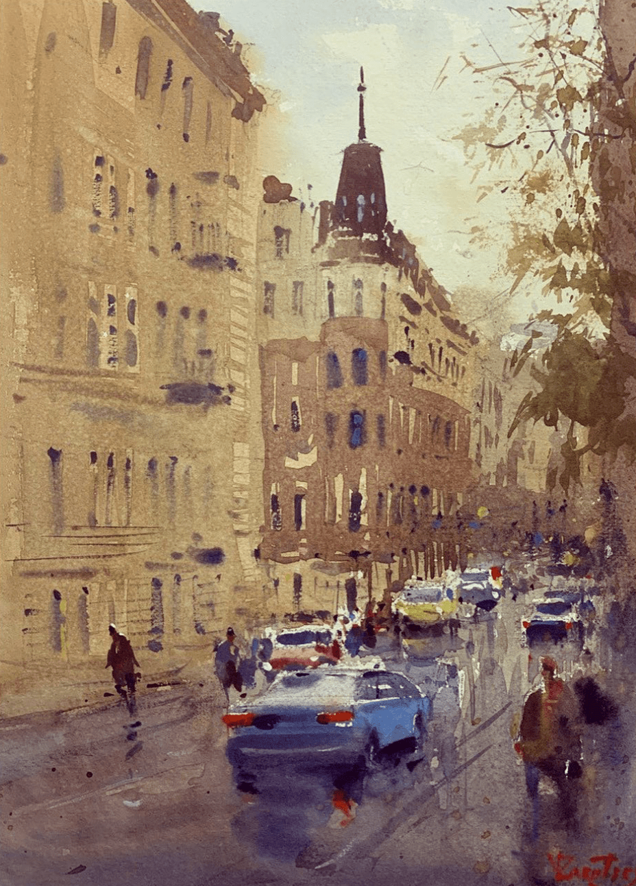 俄罗斯水彩画家vladimirzarutsky作品欣赏街景系列二