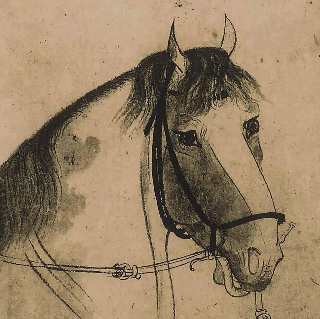 马倌都是以单线勾画只在冠巾和靴子上略加涂染体现了宋代文人画注重