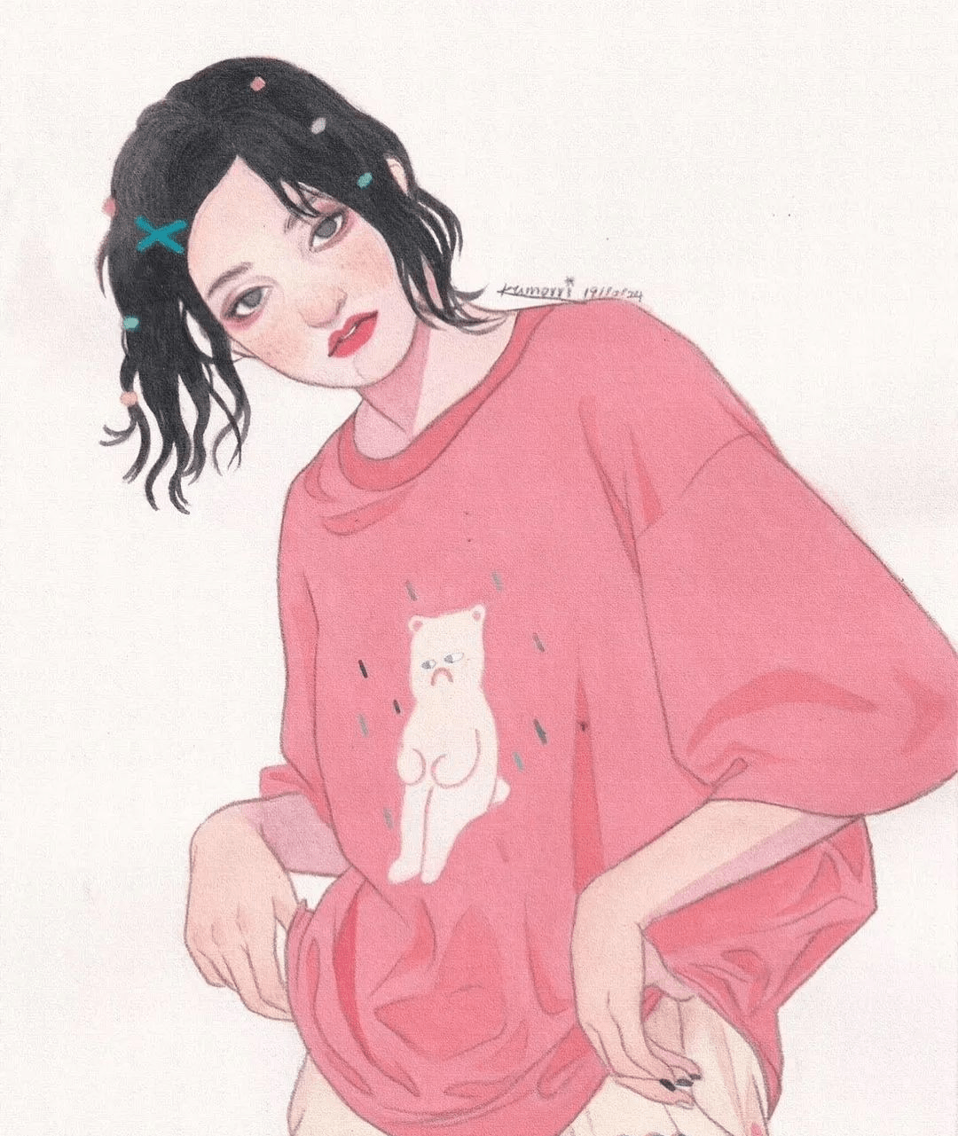 水彩日本插画师kumorri绘制头像日系风格