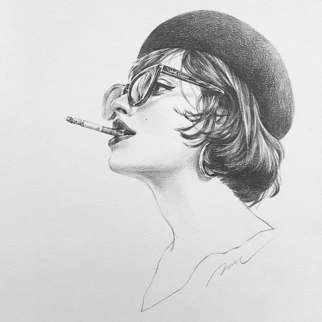 这自动铅笔画的素描人物太美了这个画风我爱