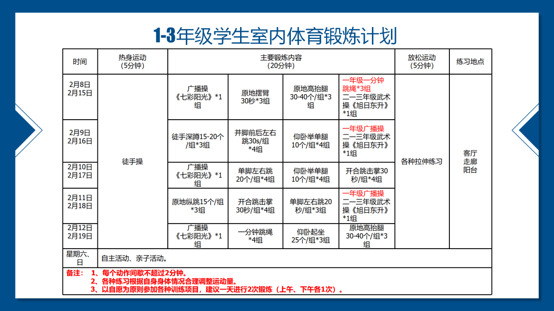 2021年东城小学寒假期间学生体育家庭锻炼计划