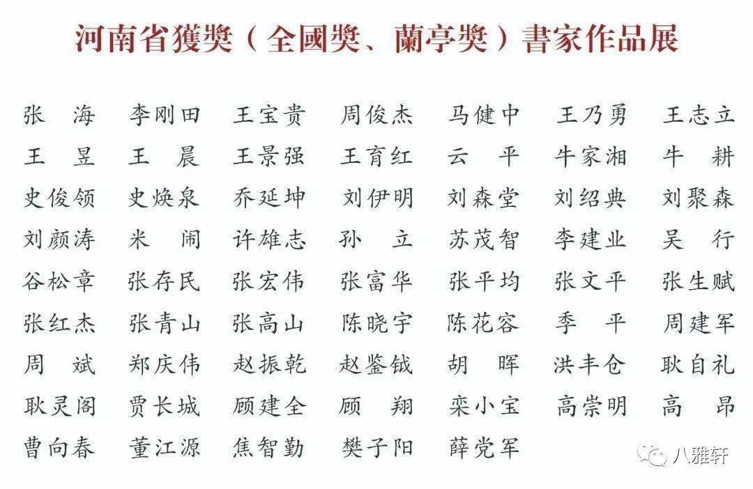 河南省书法家协会名单图片