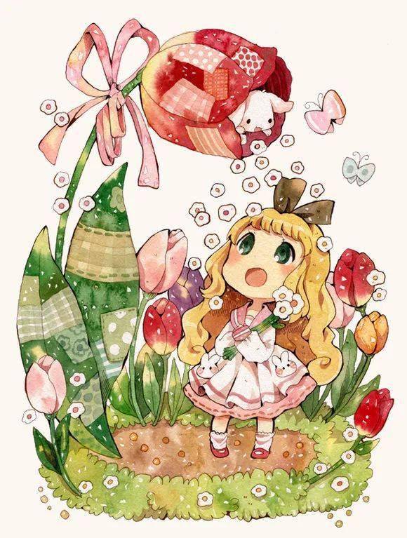 卡通版少女这组暖色系太好看了卡哇伊