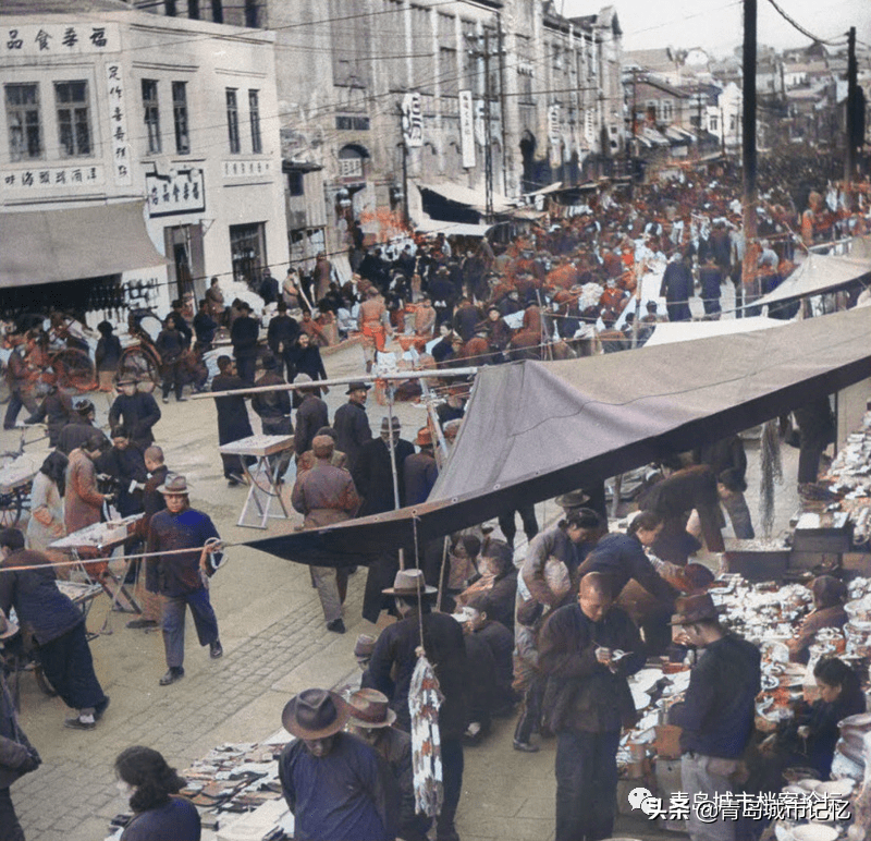 震撼首发青岛彩色老照片还原繁华熙攘的市场三路