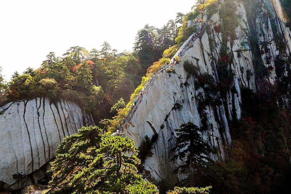 陕西行三上西岳华山航拍华山著名险道苍龙岭