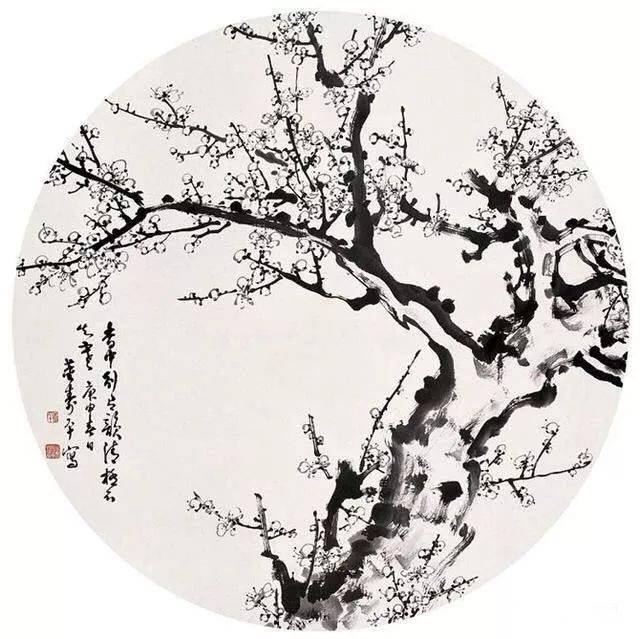 董寿平　梅花　木版画　在銘 董寿平 梅花 木版画 在銘