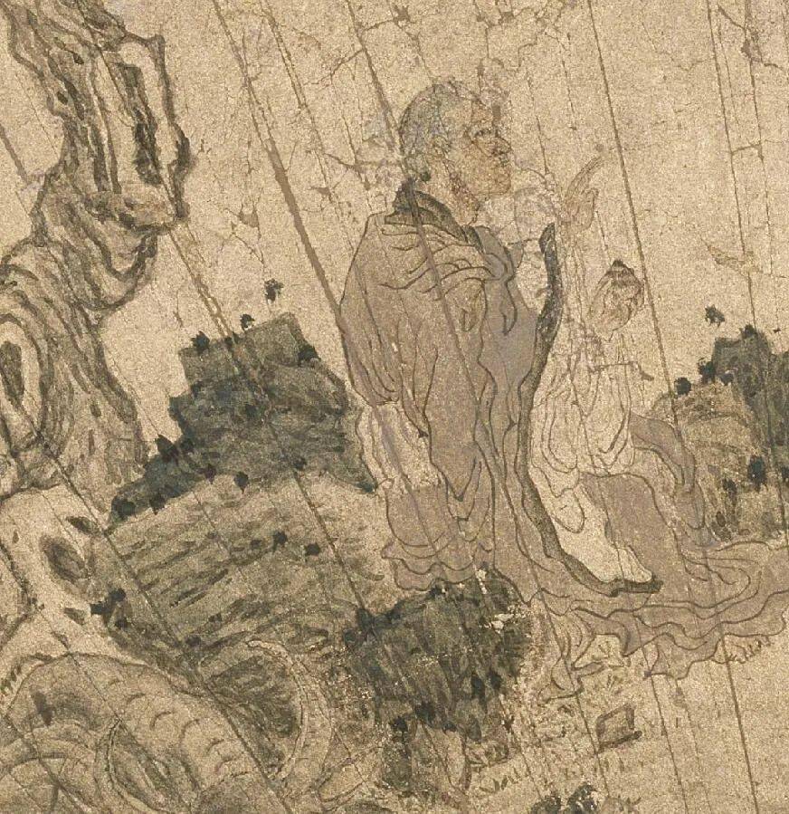 赏画明崔子忠问道图扇面