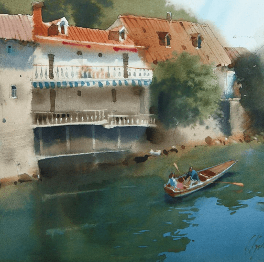 俄罗斯水彩画家——sergei kurbatov作品欣赏(湖水,海水,溪水篇)