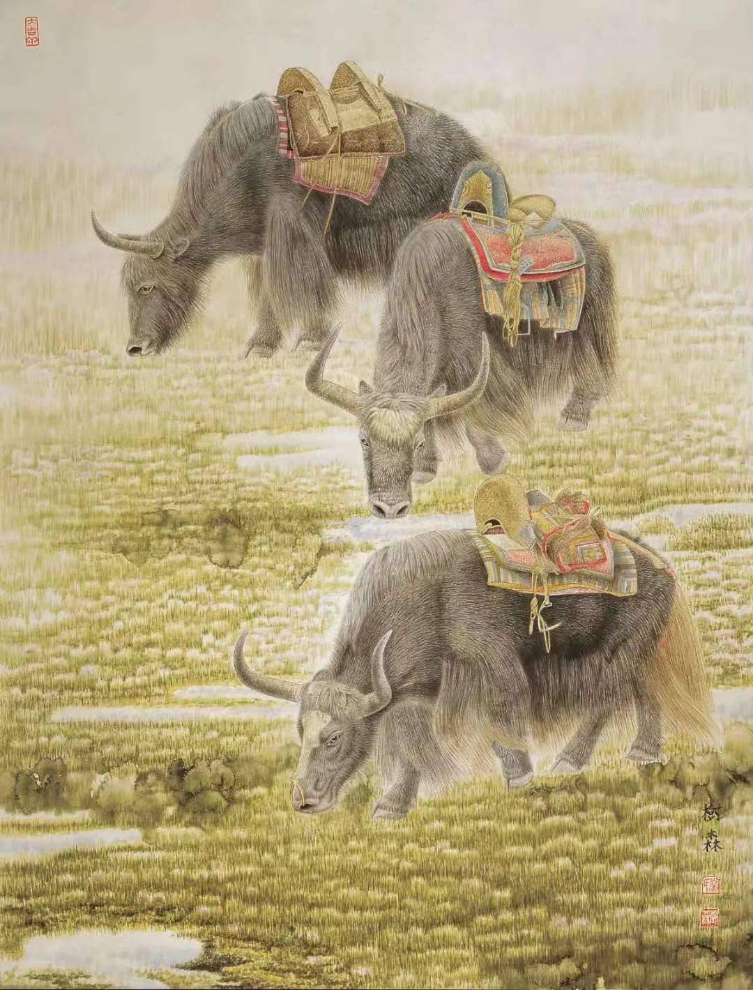牛年画牛牛气冲天常树森工笔牛作品20幅欣赏