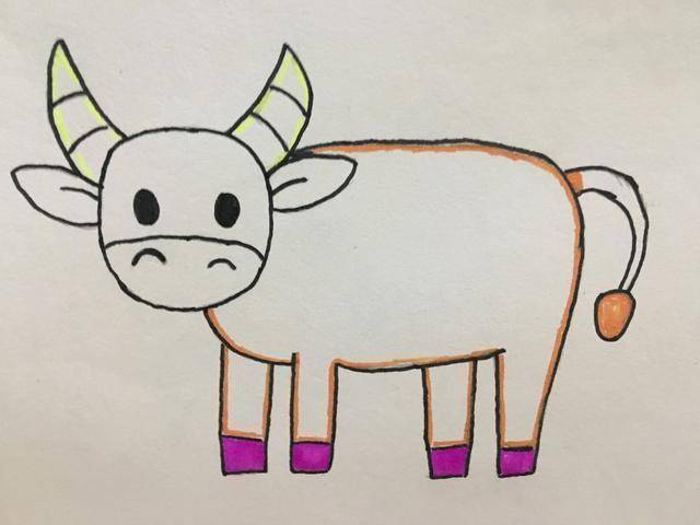 拜年的牛怎么画简笔画图片