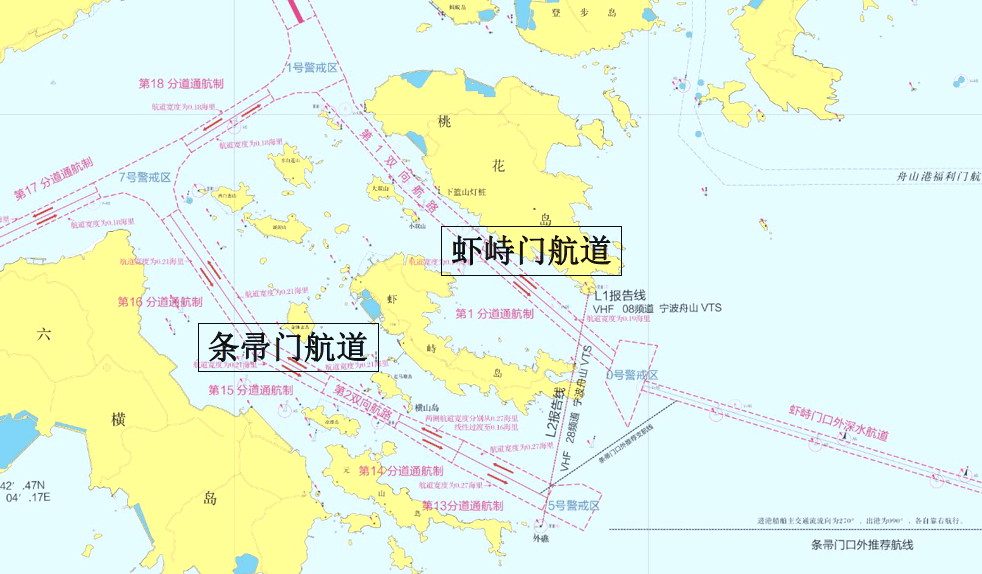 宁波舟山港航道示意图图片