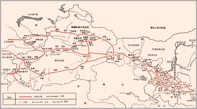 丝绸之路路线示意图图片