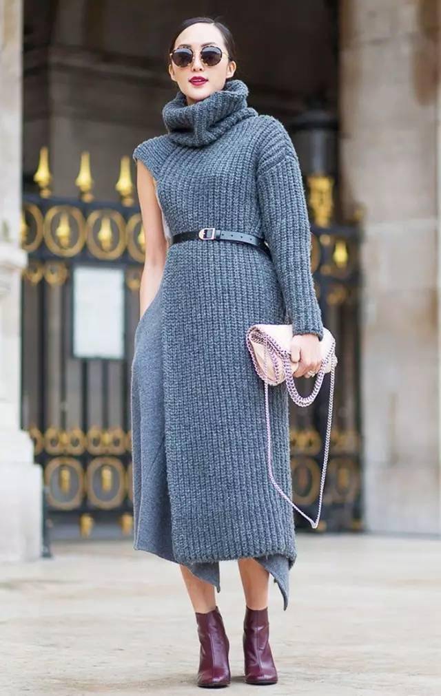 【服饰搭配】冬天里的毛衣裙也能美的不可方物