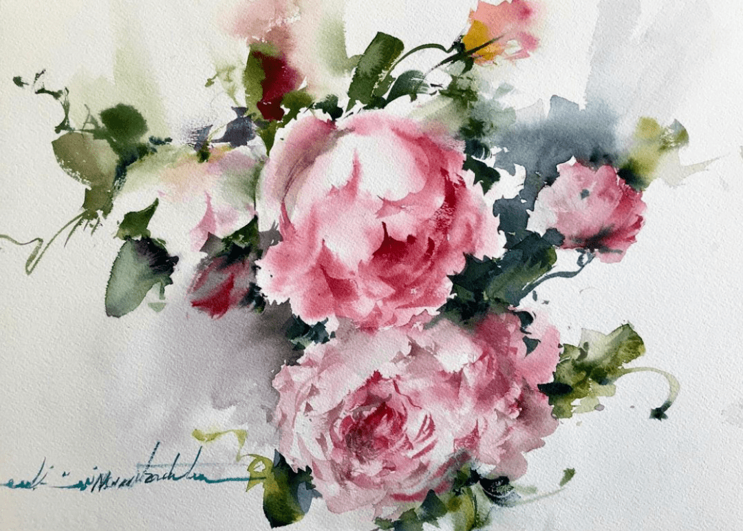 伊朗水彩画家shirinnematzadeh作品欣赏花卉篇一
