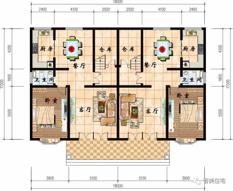 带大露台和飘窗设计的别墅,兄弟合建双拼户型,全村最气派