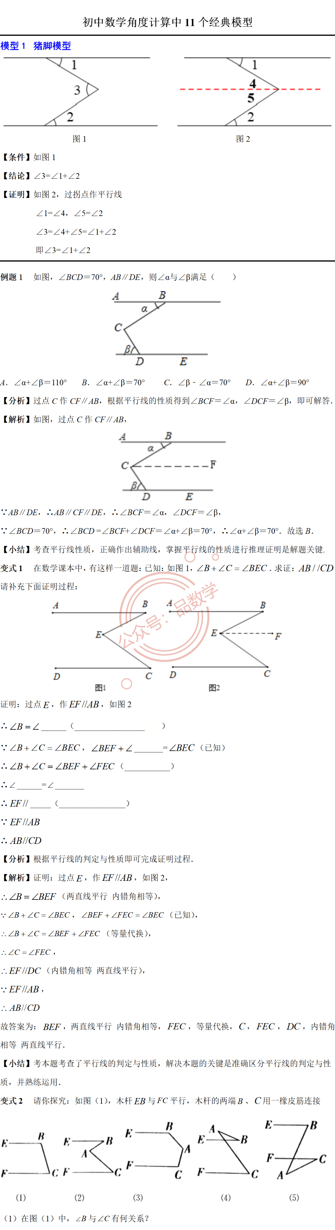 初中数学 角度计算的11个经典模型 Shouyu