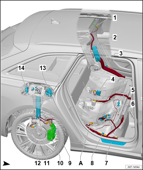 2019-2020年奥迪a6-hybrid车型电路元件位置图解(中后部元件位置)_搜