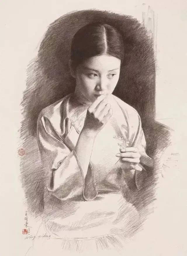 王沂東 Wang Yidong 鉛筆デッサン 額装 人物画 中国写実絵画 中国著名画家王沂东素描作品欣赏_搜狐网
