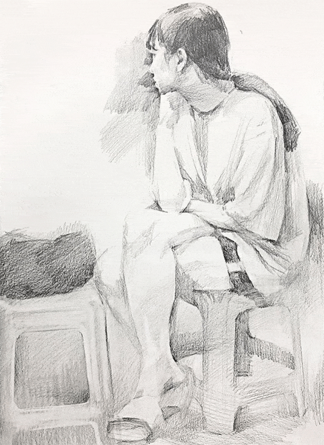 中国和韩国素描pk_全身像