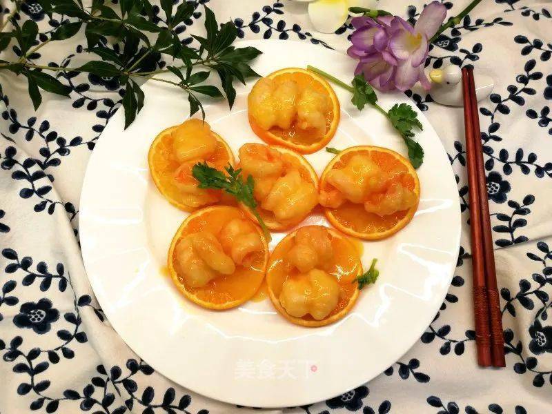 酸甜开胃的橙汁虾球,一口咬下去果香四溢