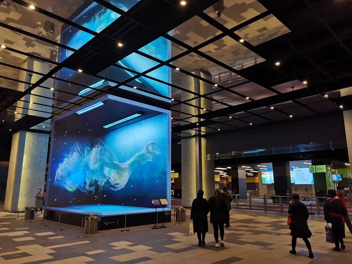 上海最美公交枢纽有条“3D多瑙河”：裸眼3D效果震撼引众人观看
