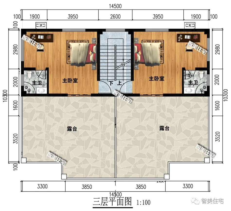2栋平屋面设计的双拼别墅宽14米左右不用罗马柱也漂亮