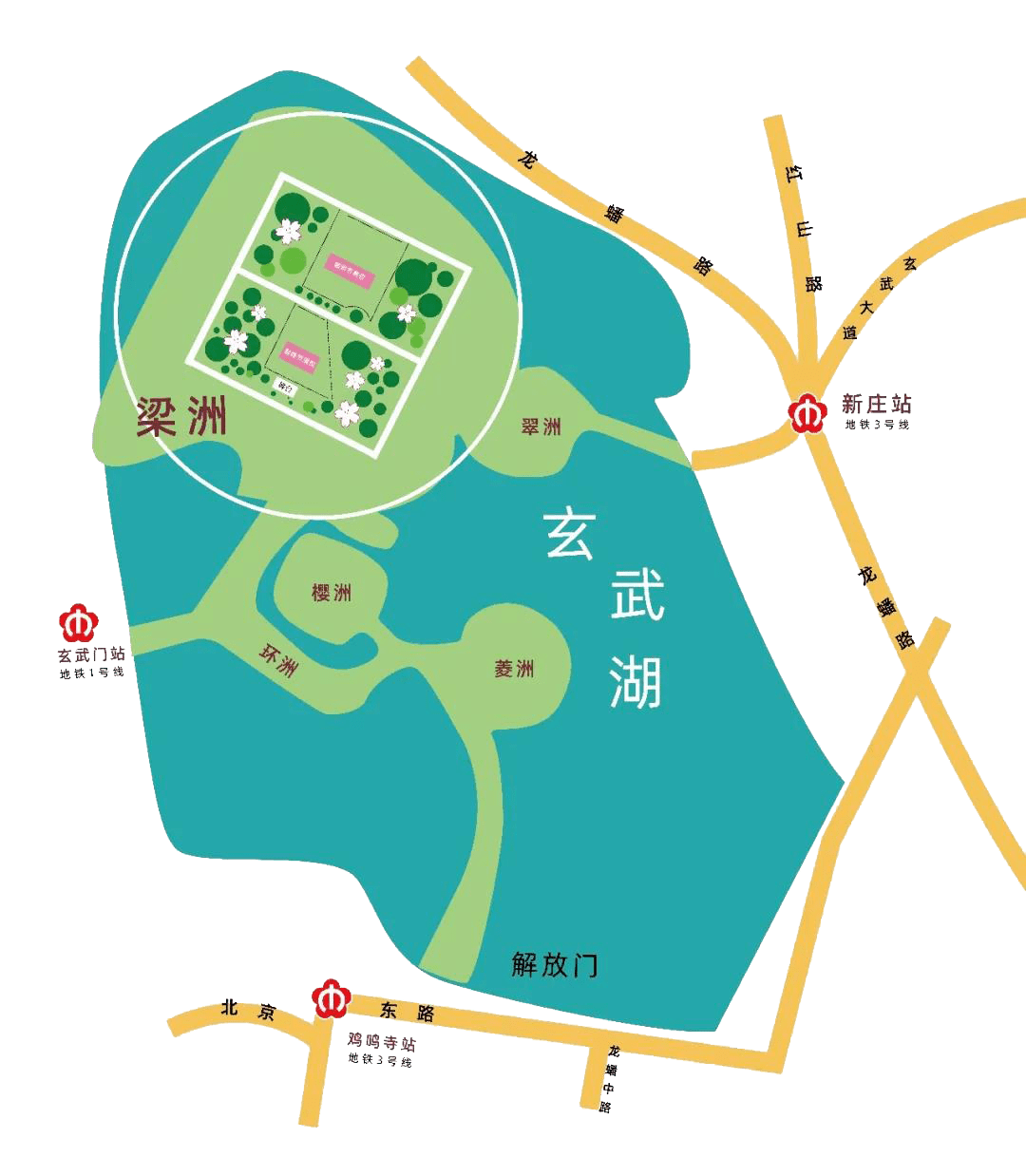玄武湖公园路线图图片