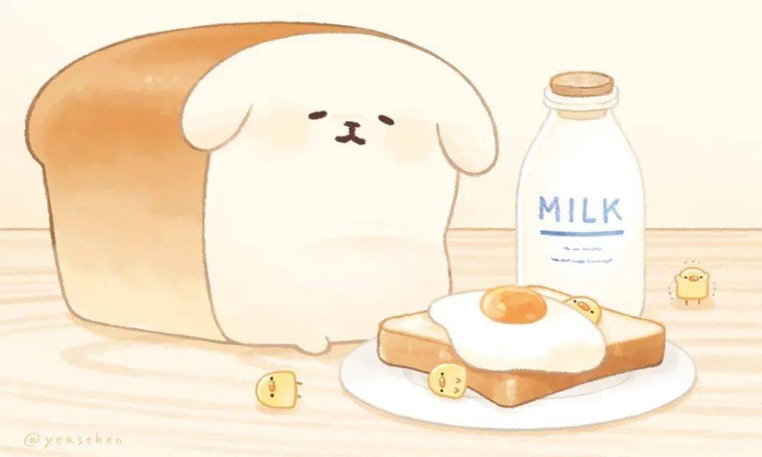 插画素材十四温暖治愈的柴犬面包插画分享