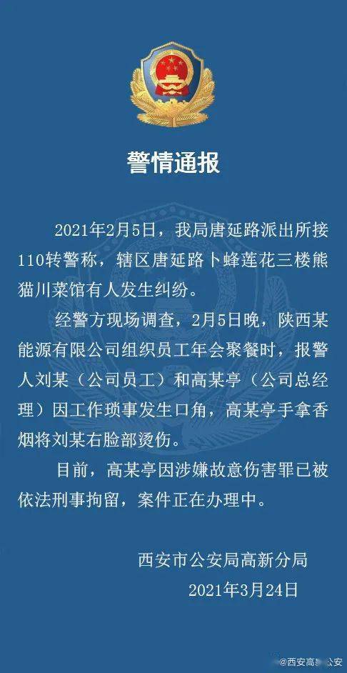 烟头烫脸 高管被刑拘 高某