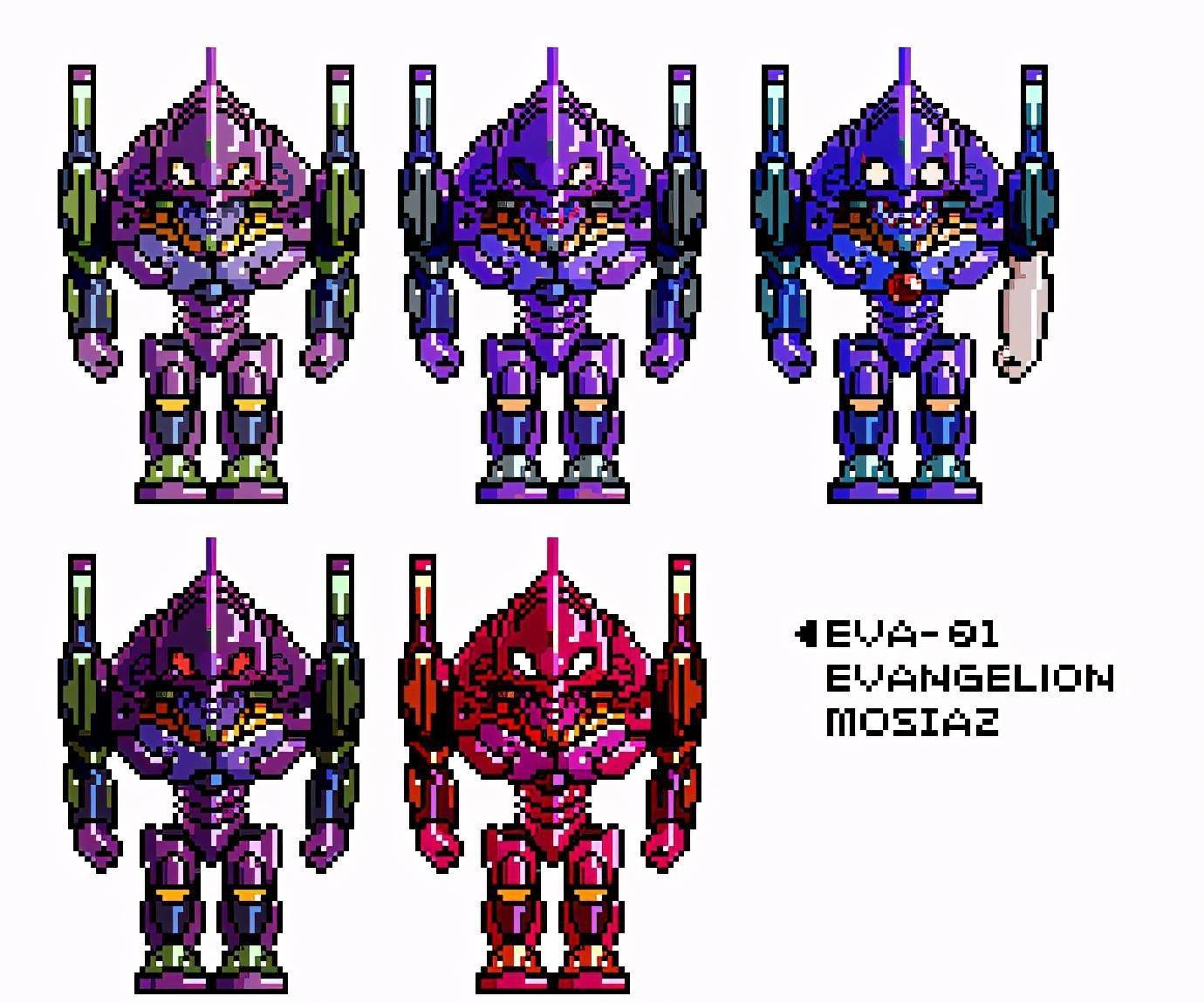 像素风格eva多种形态机设合集,大家喜欢哪种形态初号机?