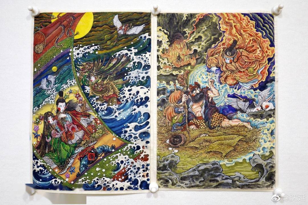 沈延创作《哥斯拉大战金刚》海报被群嘲,网友:硬把霓虹风说成中国风