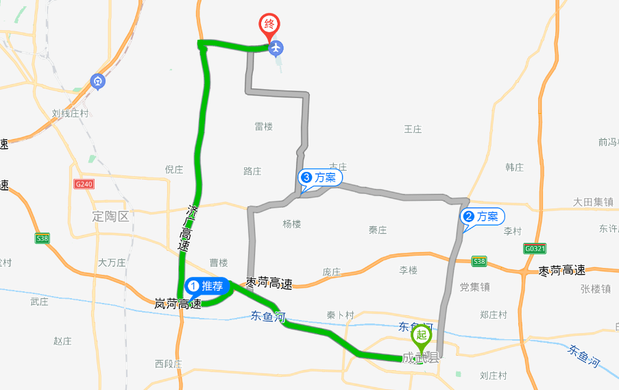 牡丹机场(106公里83分钟)驶入g517国道向西南行驶至单县南立交上德