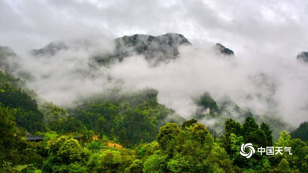 貴州銅仁雨後霧氣飄渺青山美如畫