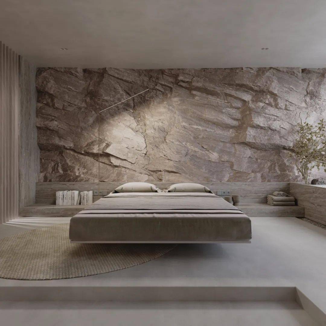 一整面毛石墙,粗犷更有格调