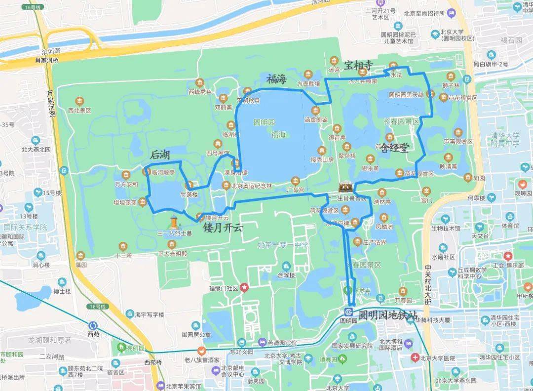 圆明园观光车路线图图片