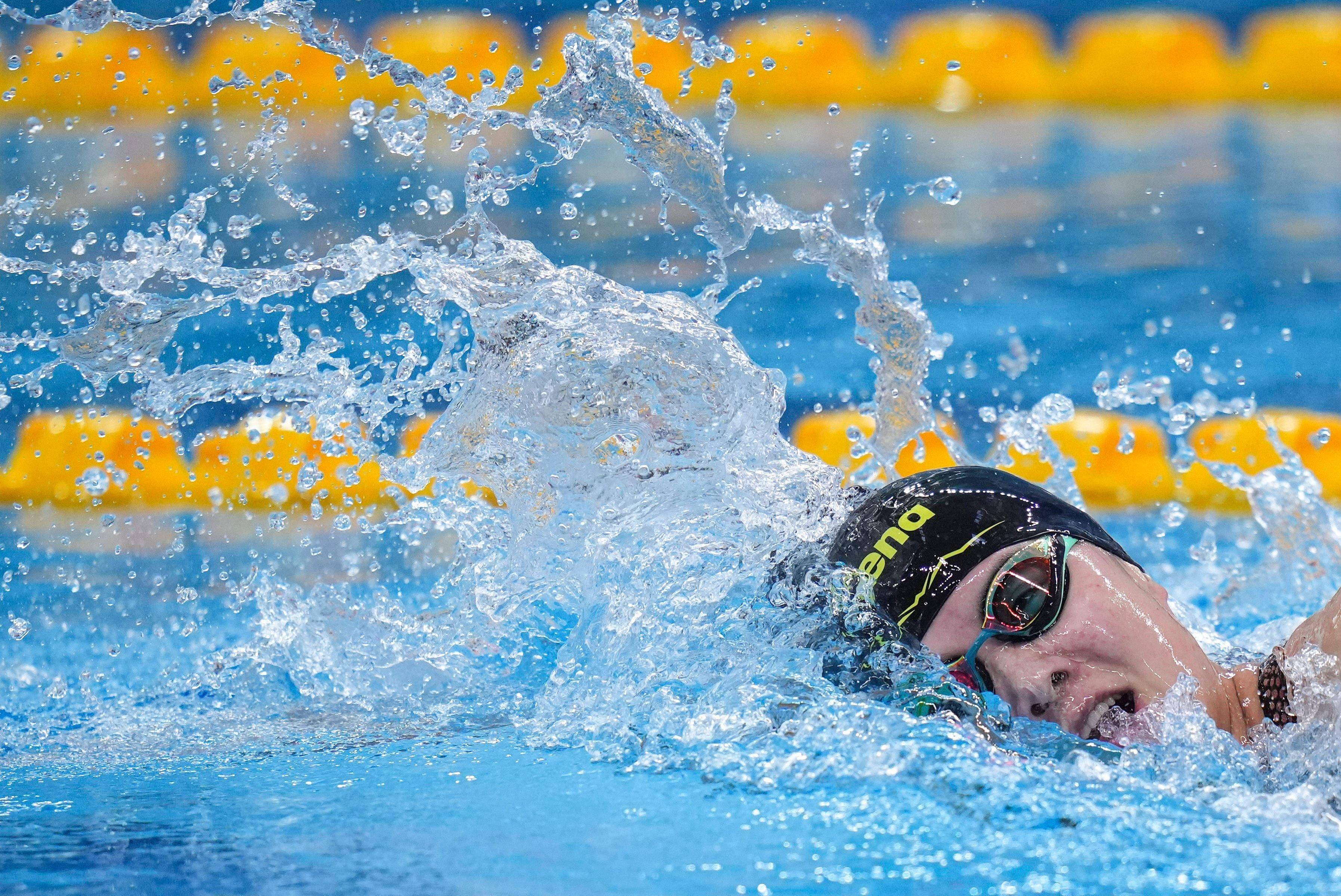 当日,在山东青岛举行的2021年全国游泳冠军赛暨东京奥运会选拔赛女子