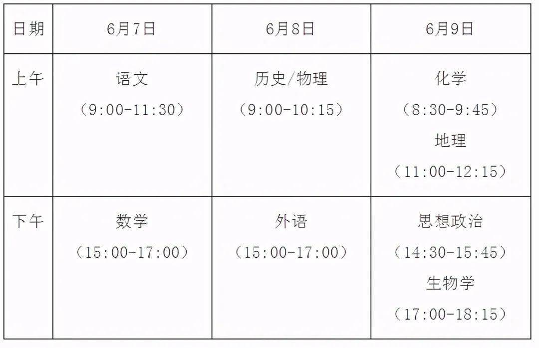 高考考试安排_高考考试安排时间