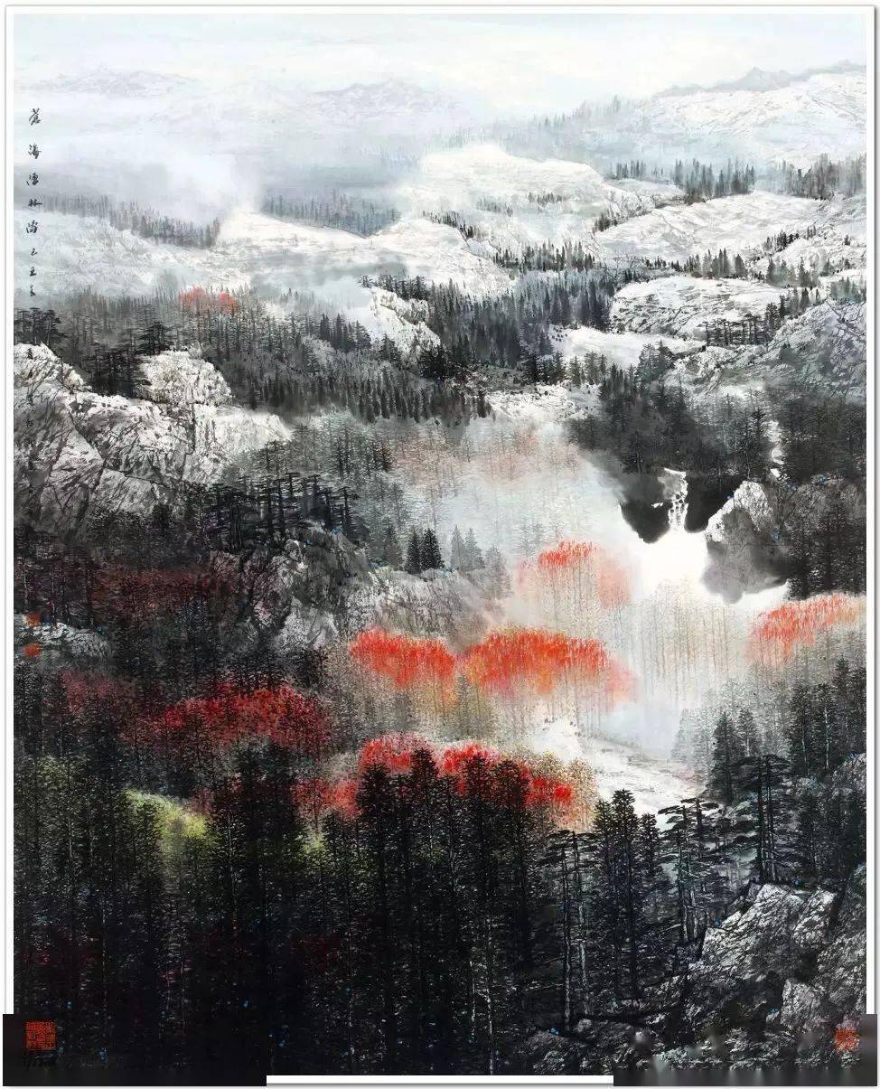 宏大的气势,精微的细节,充满艺术美感的山水画_董继宁