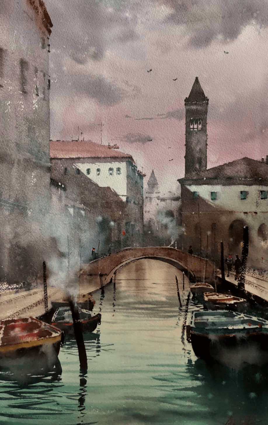 孟加拉国水彩画家abhijit作品欣赏船系列二