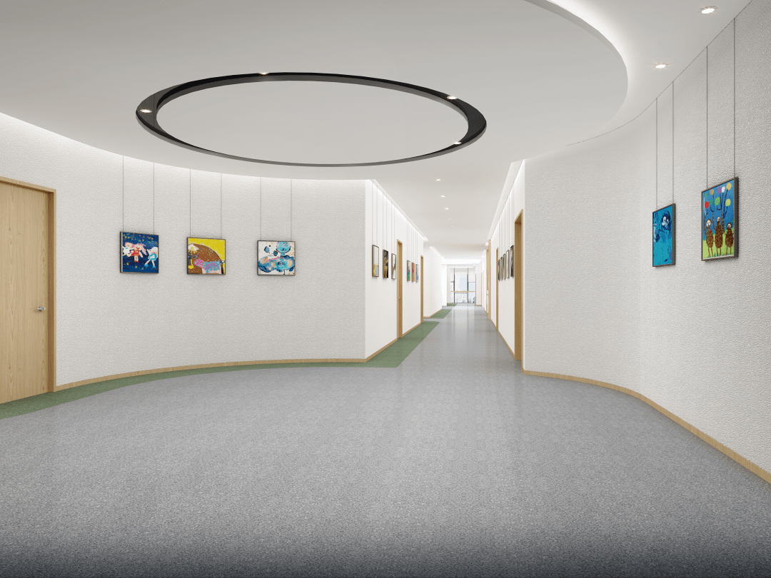 学员作品展示走廊效果图"小伙伴快乐运动"计划由中福会和上海久事