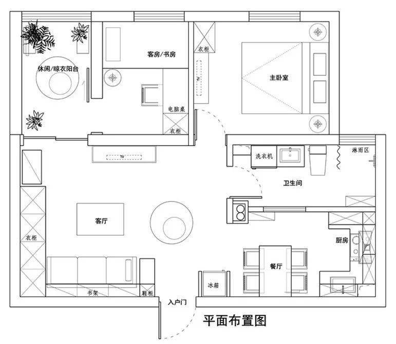 房子的餐廳和廚房結合在了一起,然後入戶就是客廳,設計師也利用客