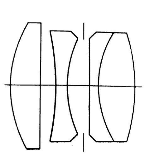 天塞结构是非对称式正光镜头的一个品种,四片三组结构.