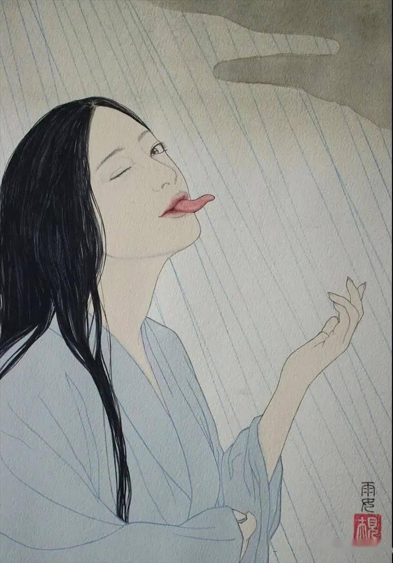 日本现代工笔人物画家九鬼匡规masachikakuki艺术绘画作品